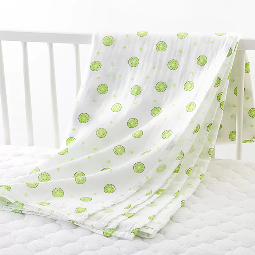 Yusenyi Towel Quilt Gauze Pure Cotton Summer Thin Air-conditioned Room Cotton Class A Children's All-Season Cover Blanket Toddler 2-layer Kiwi Fruit Class A Material 120cmX150cm5cm