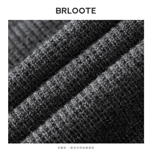 Brloote Men's Sweater Light Luxury Brand Solid Color Henley Collar Sweater Men's Autumn and Winter New Casual Warm Pullover Sweater Gray 2XL (185/104A)