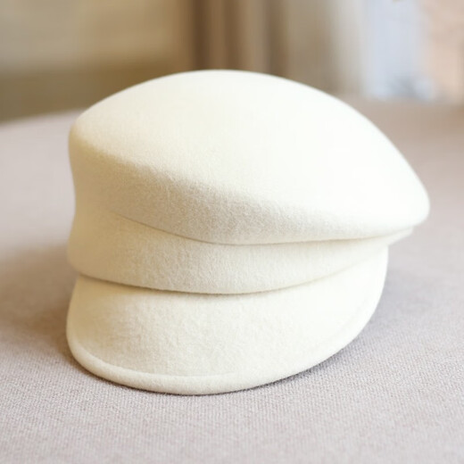 Hanqing mid-summer Japanese ca4 temperament Australian wool hemmed duck top hat youth felt hat newsboy hat knight hat women's autumn milky white adjustable