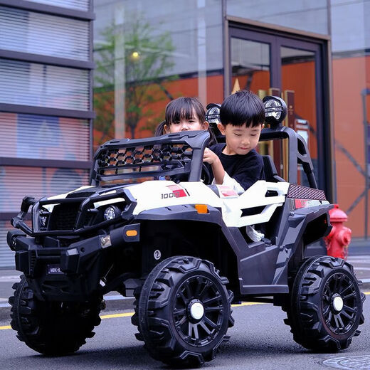 He Jiagong's super large children's car four-wheel drive off-road with remote control can sit adults and children baby toys double four-wheel stroller red four-wheel drive 12V large lithium battery/ordinary seat