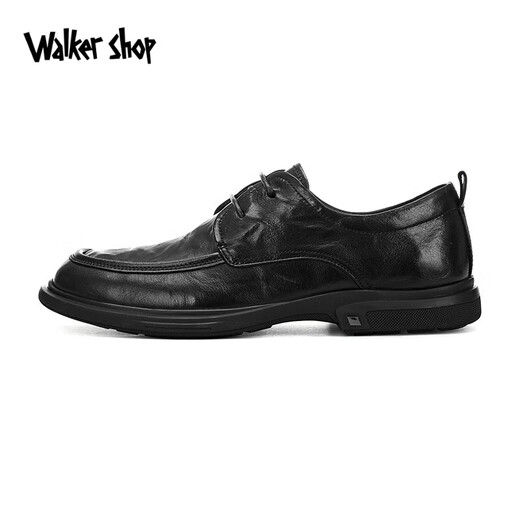 Walker Shop Commuting Men's Casual Leather Shoes First Layer Cowhide 2025 New Breathable and Comfortable Soft Sole Business Leather Shoes for Men Black Lace Up 40