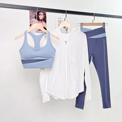 LI NING Li Ning Flagship Store Autumn and Winter New Style Yoga Suit with Breast Pads for Women Running Contrast Color Pilates Sports Fitness Milk Coffee Two-piece Set M