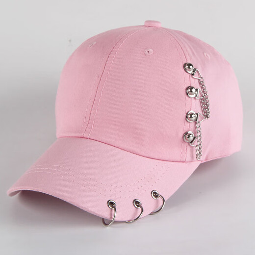 Hat summer women's trendy Korean version versatile outdoor fashion baseball cap student couple travel leisure sun protection peaked cap for women double chain = pink adjustable