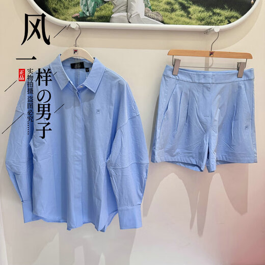 FILA women's 2025 new summer woven long-sleeved shirt shorts-F11W523408/523803 top F11W523408FLB S 160