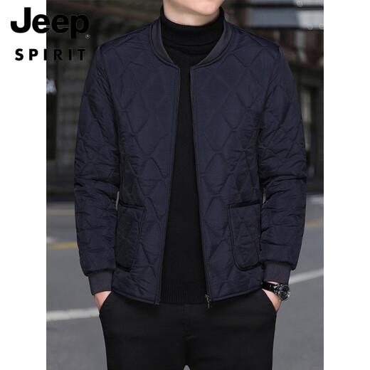 JEEP SPIRIT men's velvet thickened liner cotton coat cold-proof cotton coat student base layer small cotton-padded jacket warm short coat khaki zipper style L recommended 118Jin Jin equal to 0.5 kg or less