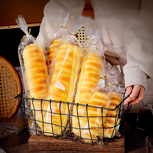 Suican long baked baguette bag, Lieba bag, toast bag, Western pastry transparent food grade packaging bag, caterpillar bread bag, flat mouth 13*40cm transparent bread bag, 100 pieces, free wire tie