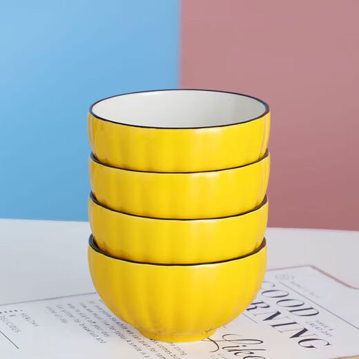 Colorful Pumpkin Rice Bowl 4.5-inch dish set household ceramic tableware underglaze color dish set Pumpkin 2 bowls random color