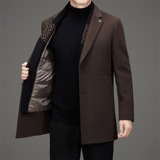 ARMANI EXCHANGE Armani men's autumn and winter new wool coat middle-aged casual business scarf collar removable double-sided woolen coat black L 175