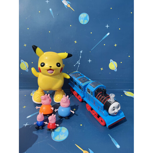 Shantou Lin Village Dancing Pikachu Children Boy Pikachu Xiao Xiao Elf Electric Light Concert Singing Toy Pikachu + Carriage Train Free Four Dolls_-Christmas and New Year Gifts Plus Charger + 3 Charges-Free Cartoon Stickers