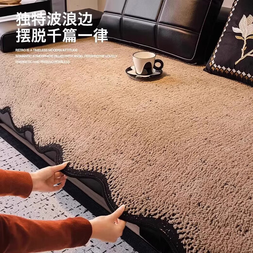 VRF German four seasons high-end Lawrence straight-row sofa cushion plush thickened non-slip cover cloth anti-cat scratch sofa cushion special-shaped Leyan-dark coffee half-velvet skin-friendly and comfortable 90*240cm three-seater/four-seater