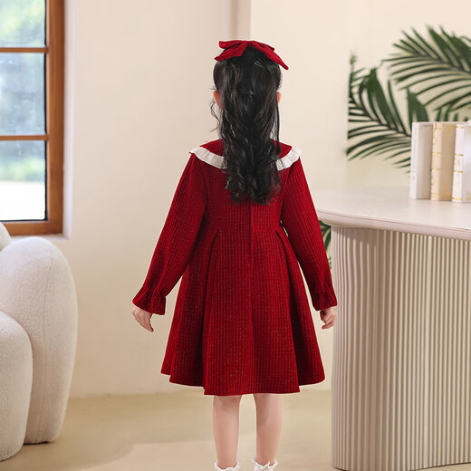 Girls Dress Autumn Clothing 2025 New Children's Clothing Autumn and Winter Skirts Fashionable Rich Family Princess Dress Autumn 2887 Red 120