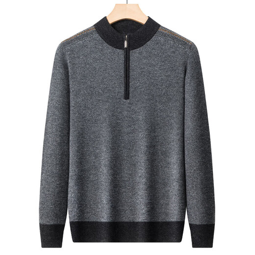 Deer King Optim cashmere sweater men's 100 pure cashmere men's half-high zipper collar winter thickened warm pullover knitted middle-aged sweater camel cashmere M 165 100-125Jin Jin equals 0.5 kg