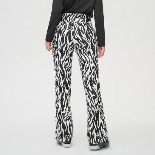 BOSIDENG Winter Fashion Women's Goose Down Colorful Elastic Warm Water-Repellent Ski Pants Down Pants Black and White Zebra Pattern 9A81 S 160_64A