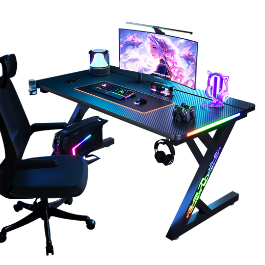 Yuekedi S3 gaming table desktop computer table solid wood home desk thickened carbon fiber can be equipped with robotic arm table S3 black carbon fiber legless lamp 120*73*75cm thickened two-segment board