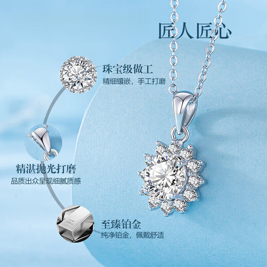 Ji Sifan Light Luxury Fashion Women's Moissanite Necklace Clavicle Chain Pendant Jewelry Valentine's Day Gift for Girlfriend and Wife One Carat Snowflake Necklace Exclusive Gift Box
