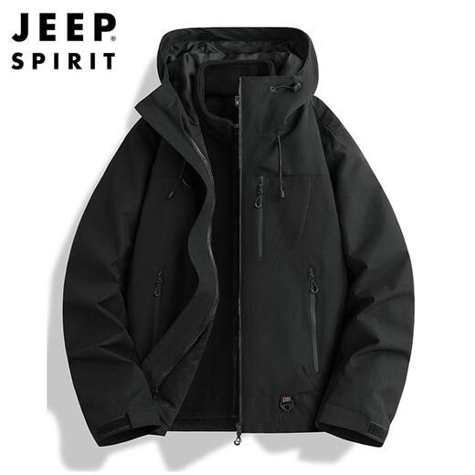 JEEP SPIRIT Jeep Jacket for Men and Women Autumn and Winter Three-in-One Outdoor Mountaineering Windproof Jacket Mustard Gray-L