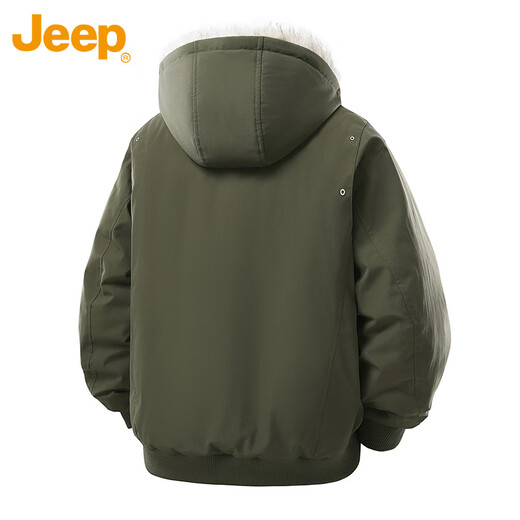 JEEP Jeep Cotton Clothes Men's Winter Thickened Warm Hooded Fur Collar Cotton Clothes Men's Jacket Black XL