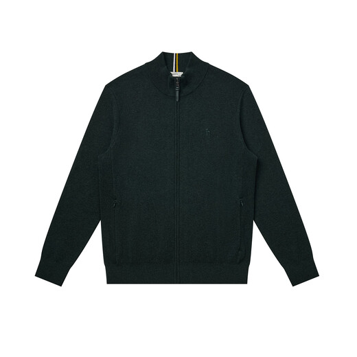 HAZZYS Мужской осенне-зимний вязаный кардиган с воротником-стойкой, уличная повседневная шерстяная куртка для мужчин ABYZD0BCF01 Темно-зеленый DG M (170/92A 46)