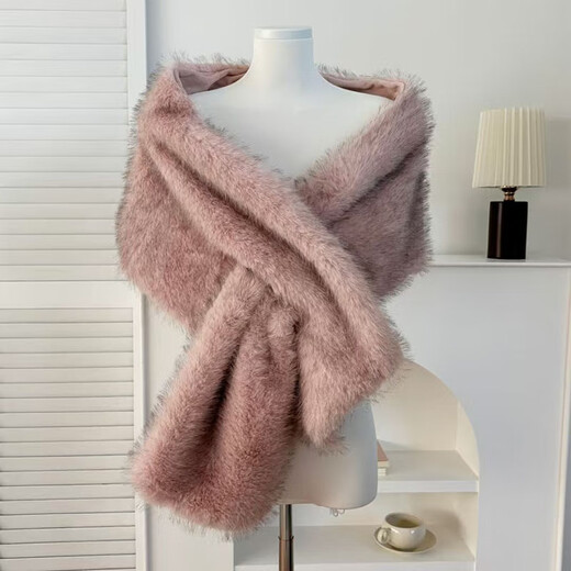 Versatile imitation fur fox fur cheongsam shawl fur collar autumn and winter cloak stage dinner wedding dress scarf for women two-color fur white 160CM