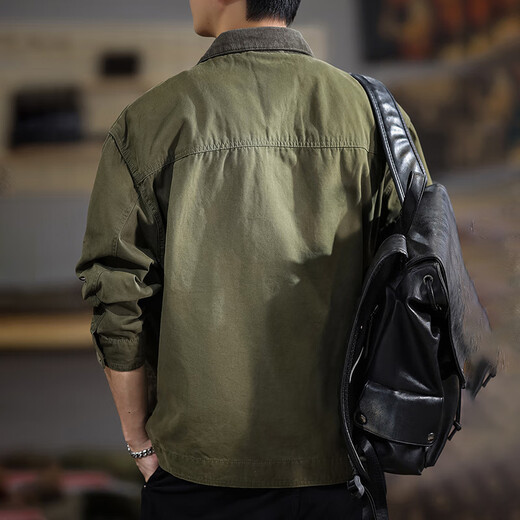 Fat Brother Work Jacket Men's Jacket Men's Loose Spring and Autumn Casual Outerwear Men's Autumn Large Size Fat Lapel Top Dark Gray XL Weight 155-175Jin Jin is equal to 0.5 kg