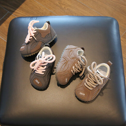 Terranis Yangma recommends Korean version baby Birkenstock shoes toddler shoes autumn and winter new boys' sports shoes trendy brand retro baby pink 16_inner length 12cm