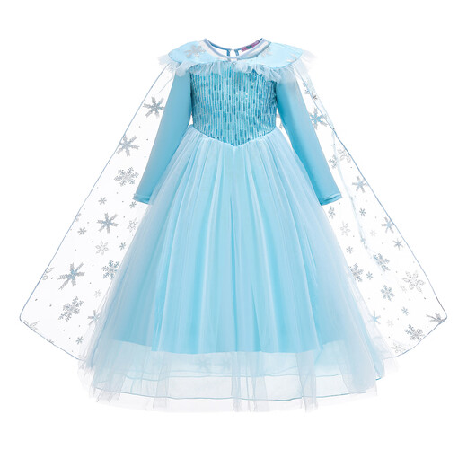 Yuetong companion autumn and winter girls Elsa princess dress long-sleeved Elsa cape dress children's Frozen costume costume Liuyi D98 skirt 110 cm