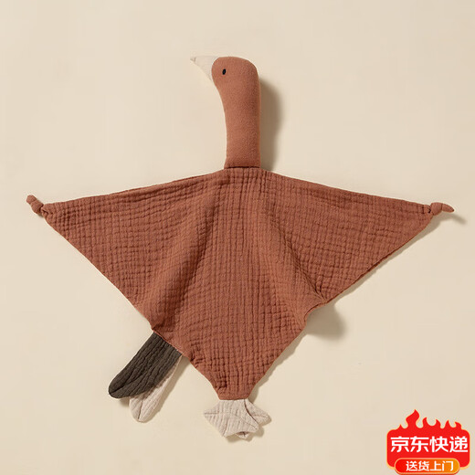 Jingmengyuan crumpled cloth soothing napkin, baby can bite the doll, sleeping baby, pure cotton gauze little swan hand puppet, dark green (goose) 1 pack