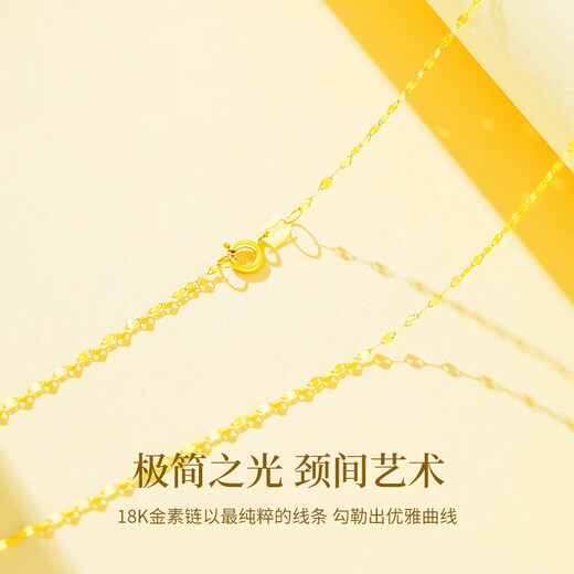 China Gold 18K Gold Necklace Women's Foot Gold Chain Pendant Clavicle Chain Jewelry Birthday Gift Girlfriend Wife Wedding Anniversary 18K Lip Chain Jingsuda