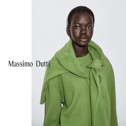 Massimo Dutti autumn and winter new product 2025 women's classic versatile basic wool blended round neck sweater sweater 05620593 Green XS (165/84A)