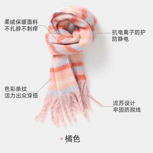 Camel mohair plaid scarf for women 2025 new autumn and winter Korean version trendy and versatile couple warm and high-end scarf