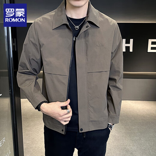 ROMON Jacket Men's 2025 Spring and Autumn New Jacket Men's Business Casual Lapel Fashion Jacket Top Men's Black Regular XL (125-140Jin Jin equals 0.5kg can be worn)