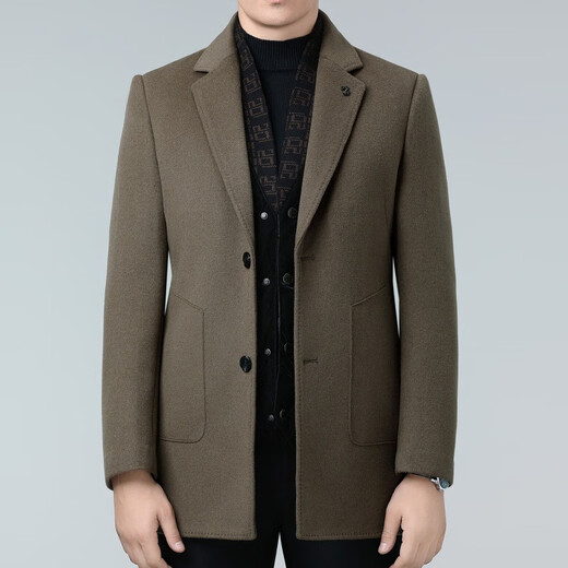 SEVEN 7 Seven brand double-sided cashmere coat men's mid-length winter dad wear middle-aged wool woolen thickened down jacket 5586 black (scarf collar down lining) M 170/48