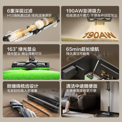 Haier vacuum cleaner HF3 household wireless handheld wide-angle screen green light dust display pet hair anti-winding only for lazy people does not dump dust HSC-S301D