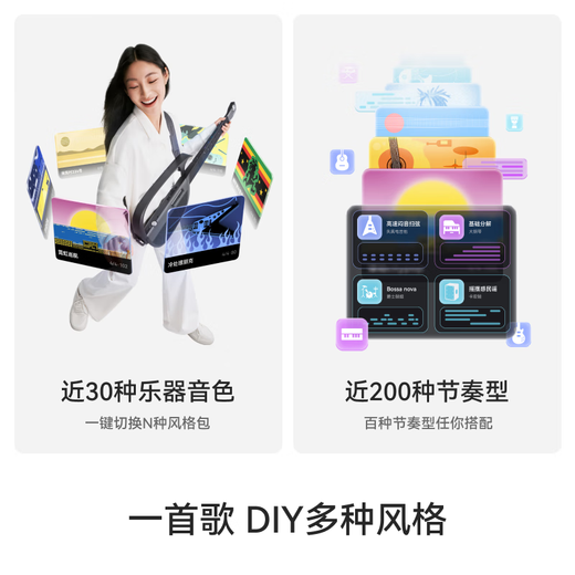 LIBERLIVE C2 Stringless Guitar Smart Electronic Guitar Smart Beginner Automatic Guitar New Year Gift Gravity Black