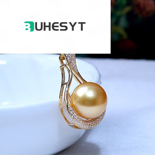 BuhesytS925 silver sea water South Sea gold bead pendant single gold bead necklace for girlfriend, mother-in-law, mother S925 silver south 11-12mm