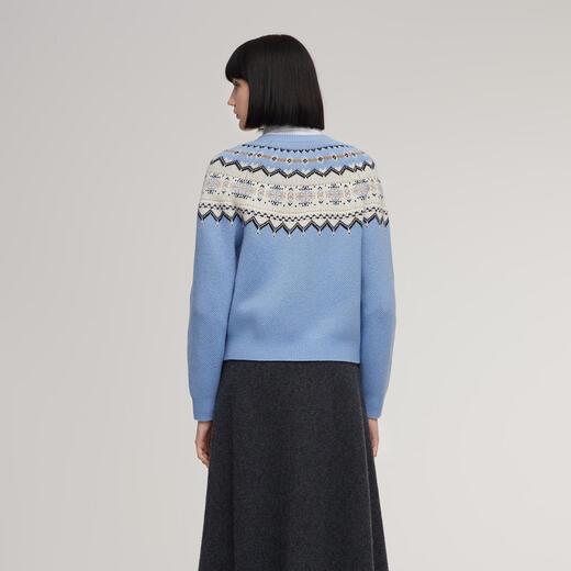 Gloria new winter product Fair Isle woolen cardigan 1ENC6J1H0 21J blues jacquard XXS