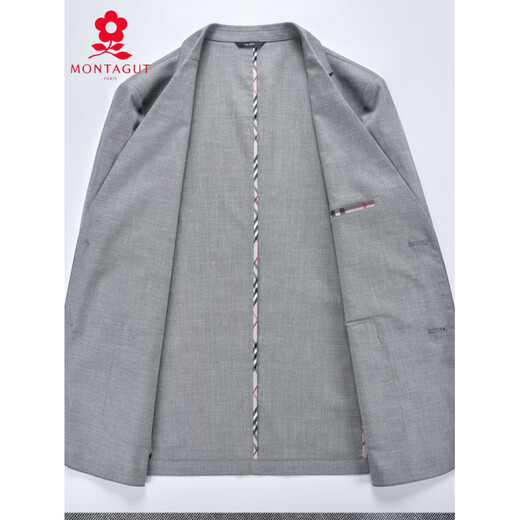 MONTAGUT brand men's mulberry silk suit men's spring and summer thin casual handsome small suit breathable sun protection jacket light gray 2XL 185-
