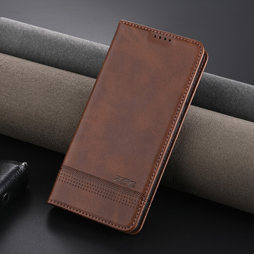 Jioxiang Magnetic Flip Cowgrain Leather Case Suitable for Huawei Mate70Pro+ Mobile Phone Case Business All-inclusive Anti-fall Brown Huawei Mate70Pro+