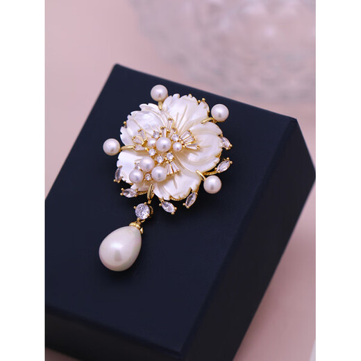 SNQP golden cherry blossom brooch corsage brooch women's accessories Korean style simple white gift box
