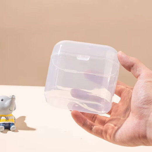 Baby pacifier, children's bite-proof silicone teether toy for babies to prevent eating hands, orange + dust-proof storage box, 1 piece, teether + dust-proof storage box