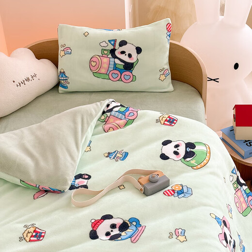 Casarotti Class A milk velvet toddler quilt multi-functional children's blanket type removable quilt cover soy quilt core kindergarten quilt Panda Paradise 100*120 quilt cover + 1.2 Jin Jin equals 0.5 kg soy quilt core