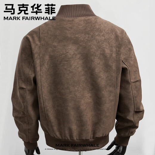 Mark Huafei American retro matte pu leather jacket men's autumn trendy short cleanfit right shoulder stand collar flight jacket