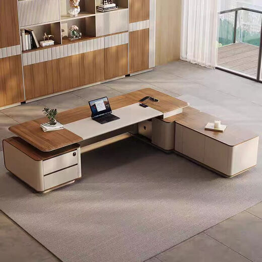 Suyu New Chinese Style Office Solid Wood Large Table Desk Leader CEO Pure Solid Wood Executive Desk Boss Desk with Side Cabinets Customized Sizes and Colors Please Contact Customer Service