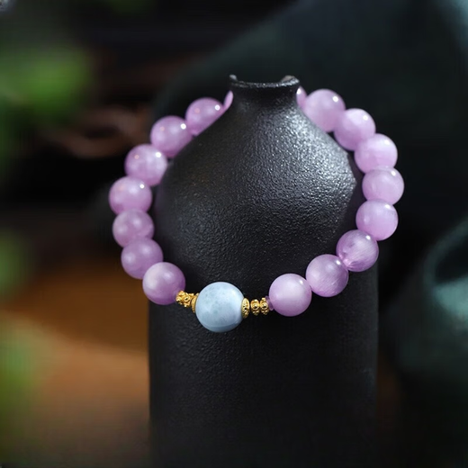 Wanke Violet Kunzite Bracelet Women's Cat Eye Lavender Purple Crystal Bracelet Birthday Gift for Friends 8mm