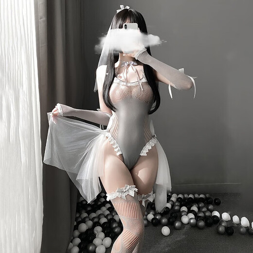 Hengjiuye focuses on high quality, sexy wedding dress, wedding gown, bed fire, 7763 white plump woman, veil + sling for sleeping