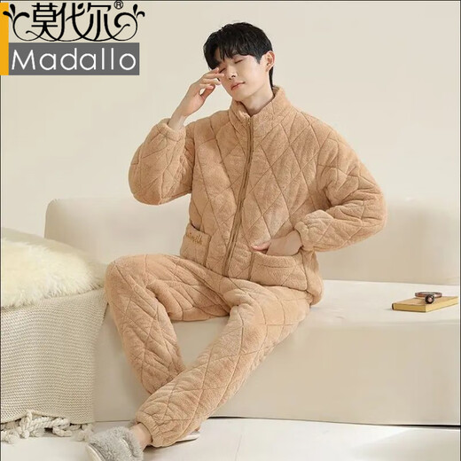 Modal couple pajamas for women in winter, quilted and thickened, new large size hooded men's youth can wear home clothes 02D003 XL female-120-140Jin Jin is equal to 0.5 kg