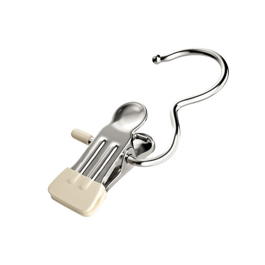 Pants clip, multifunctional hook clip, three-word clip, stainless steel sock clip, coat clip, home student dormitory, cream white, 10 pcs