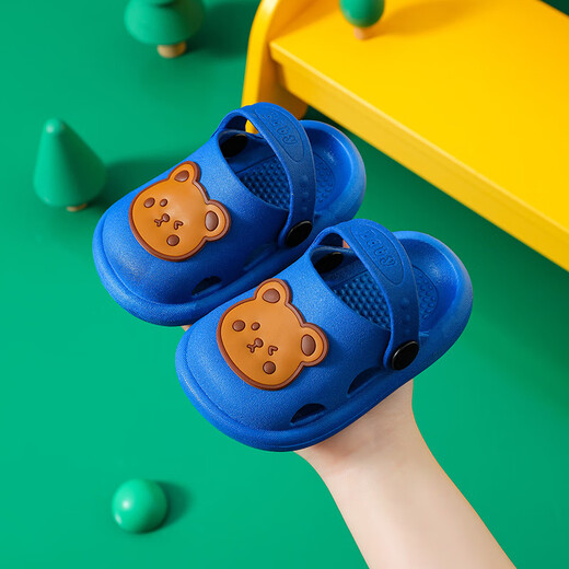 Children's Croc Shoes Boys Sandals Soft Soled Boys Girls Beach Shoes New Medium and Large Children Baotou Anti-collision Slippers Dark Blue Size 20-21 Inner Length 13cm