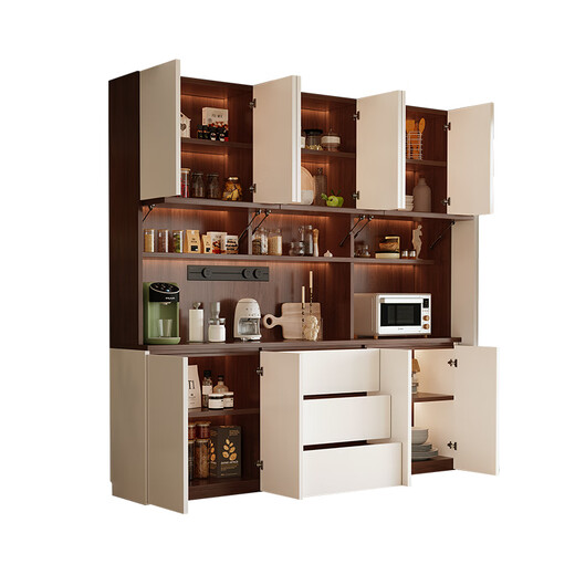 Menghuantes ENF grade maternal and infant grade solid wood sideboard wall-mounted integrated storage living room multi-functional storage tea and wine cabinet 2.4*2.4 meters high six-door sideboard -ENF grade.
