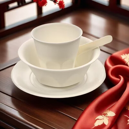 Rice husk combination disposable tableware set thickened environmentally friendly food grade home banquet four-piece set Rice husk four-piece tableware set for twenty people